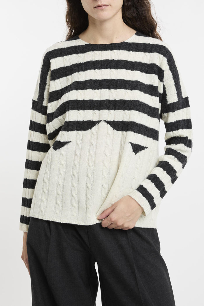 Maglia antracite/ivory donna b04rg091 - 2