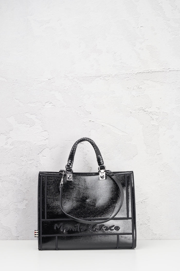 Minerva small patent leather shopping bag