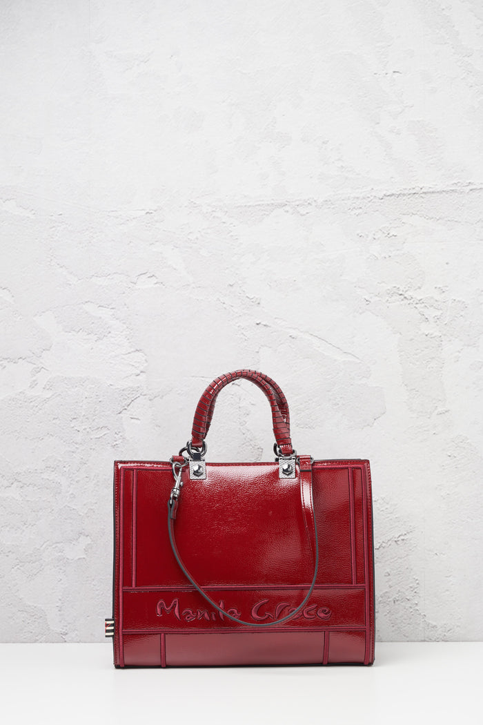 Minerva small patent leather shopping bag