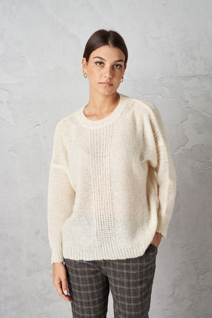 Sweater with boat neckline and sequins