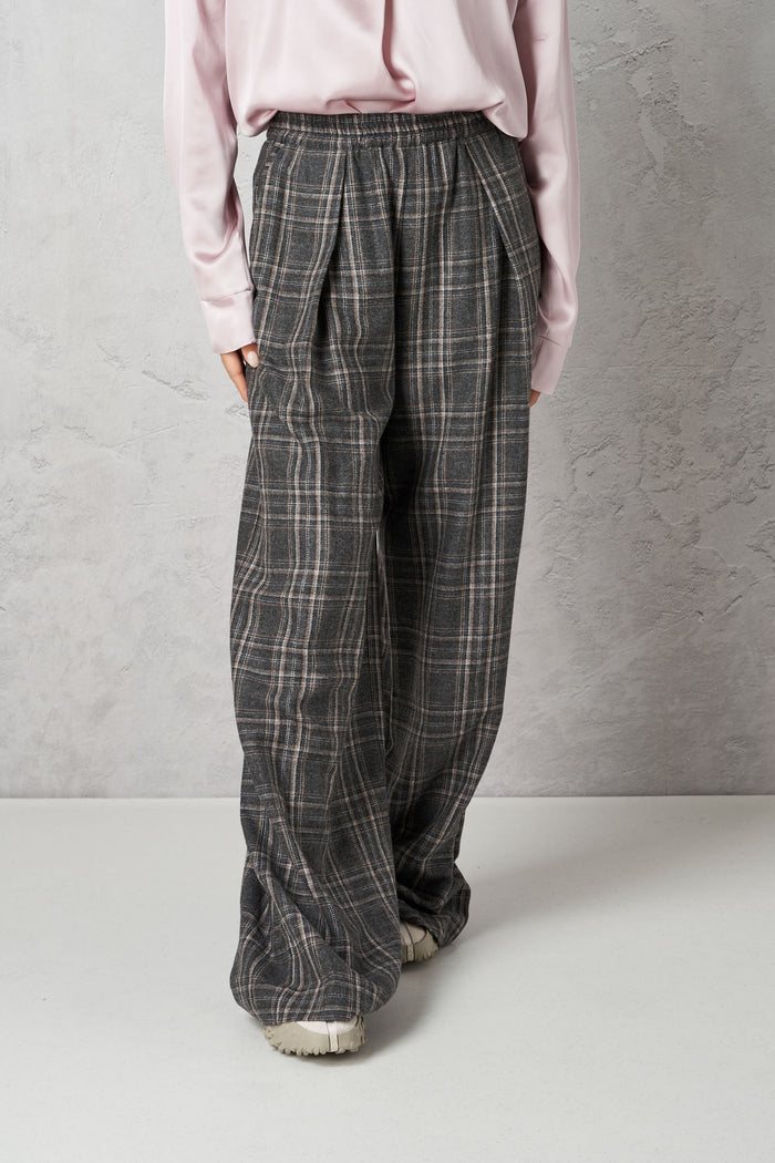 Palazzo trousers with check print