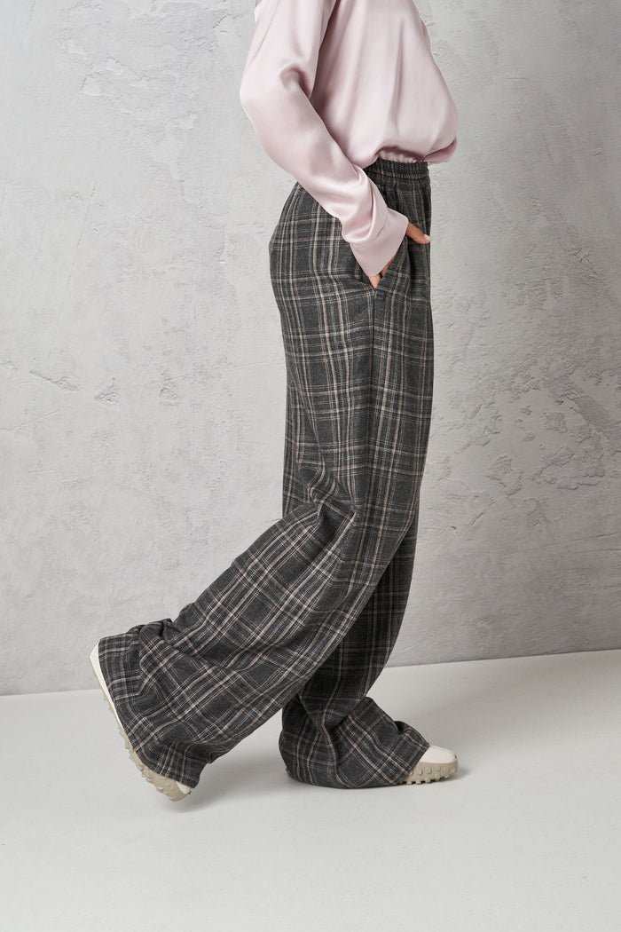 Palazzo trousers with check print-2