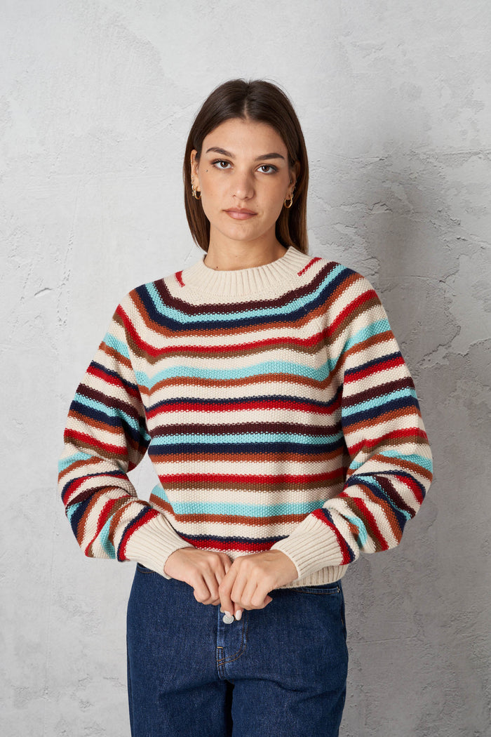 Rice stitch striped sweater