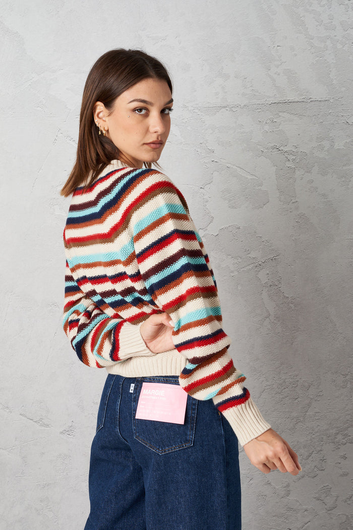 Rice stitch striped sweater-2