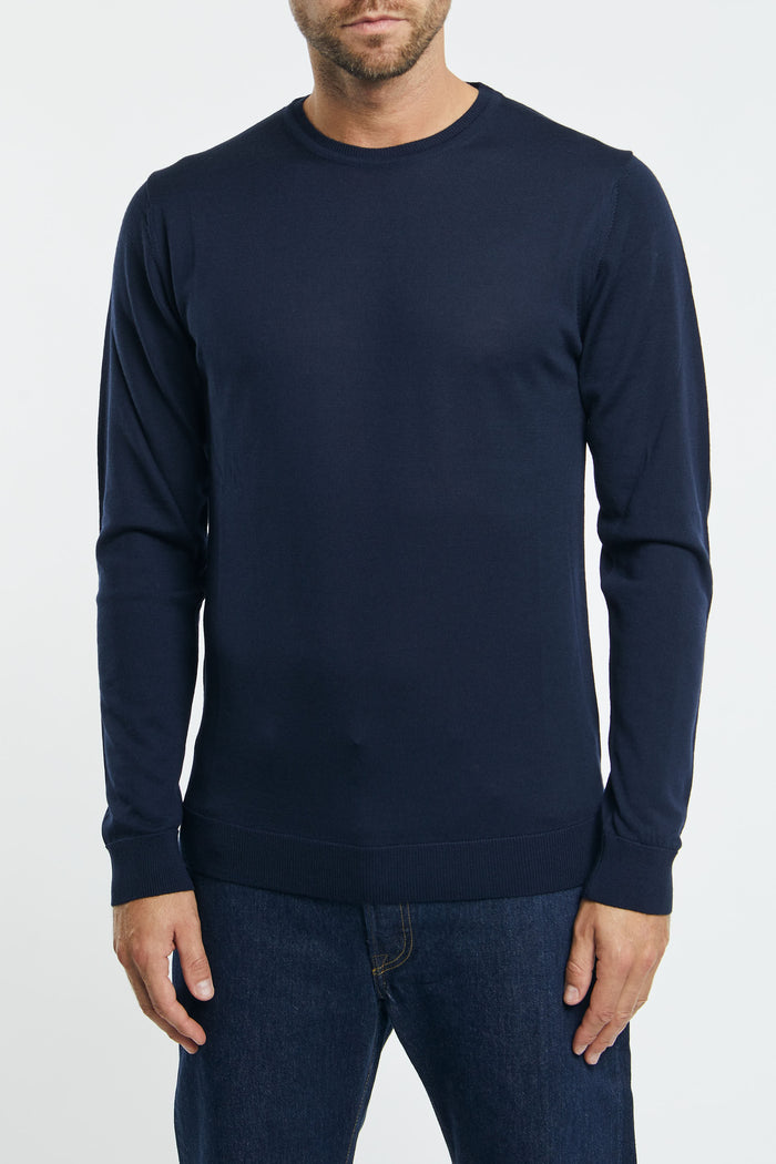 Daniele Fiesoli Crew Neck Sweater Merino Wool Navy