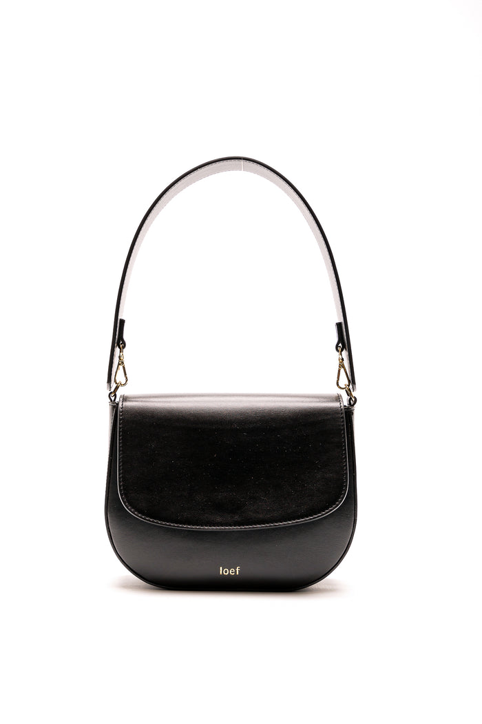 Ioef Ele Midi Leather Bag Black