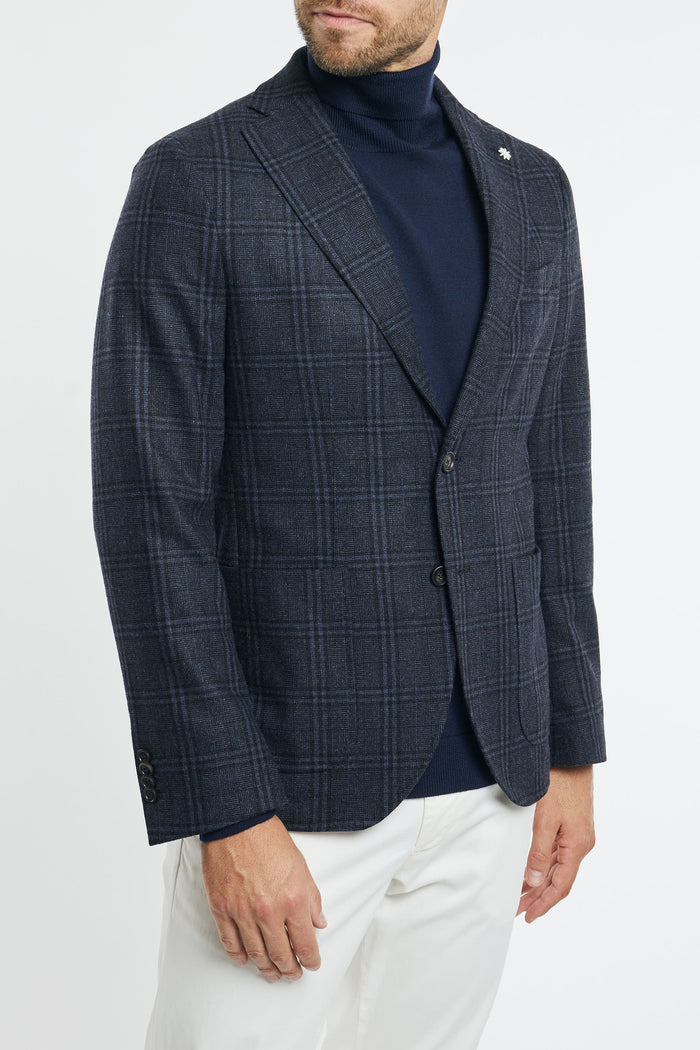 Manuel Ritz Overcheck Jacket in Blue Wool Blend-2