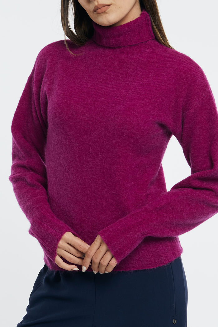 Otto d'Ame High Neck Wool Blend Sweater Fuchsia