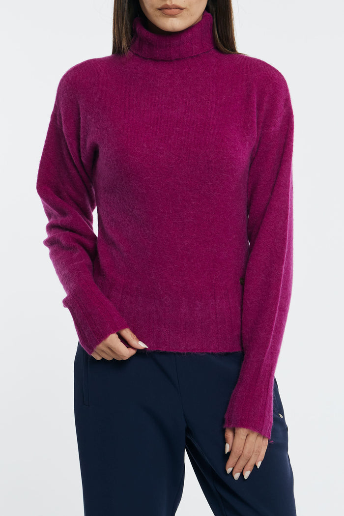 Otto d'Ame High Neck Wool Blend Sweater Fuchsia-2