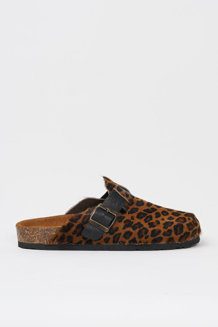 POST&CO Leopard Print Calf Hair Sabot