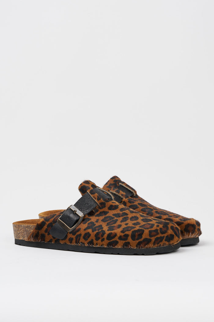 POST&CO Leopard Print Calf Hair Sabot-2