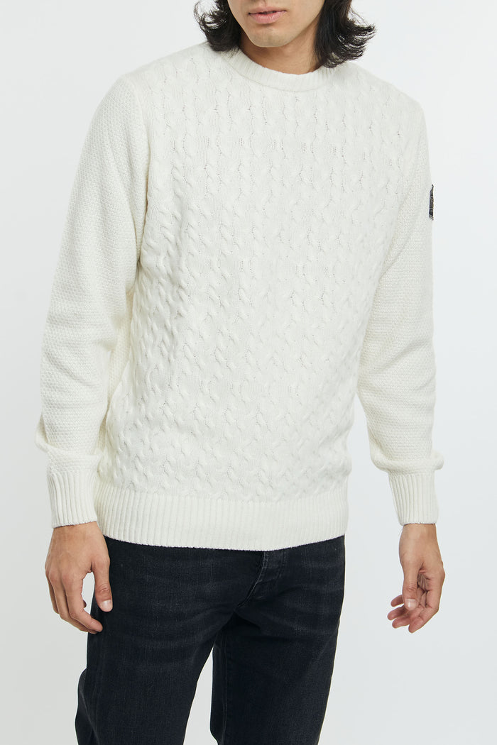 ROY ROGER'S Braided Crewneck Sweater in Wool/Viscose/Nylon/Cashmere Natural-2