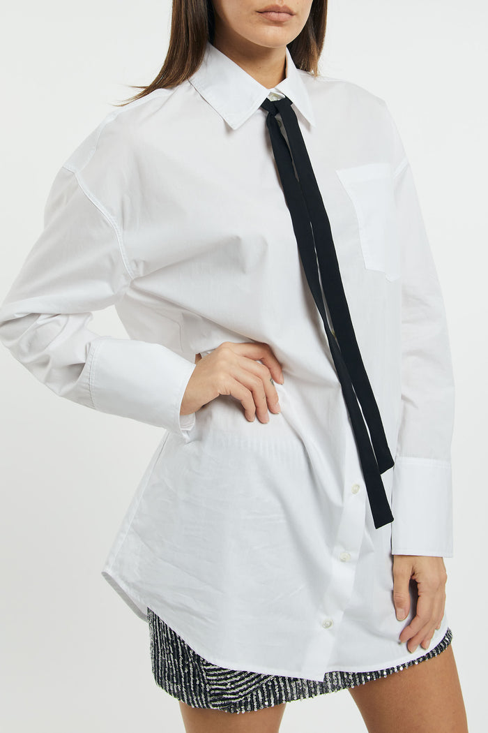 Semicouture Cotton Poplin Shirt with White Necktie