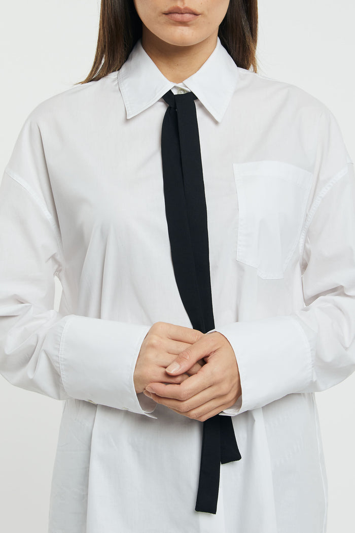 Semicouture Cotton Poplin Shirt with White Necktie-2