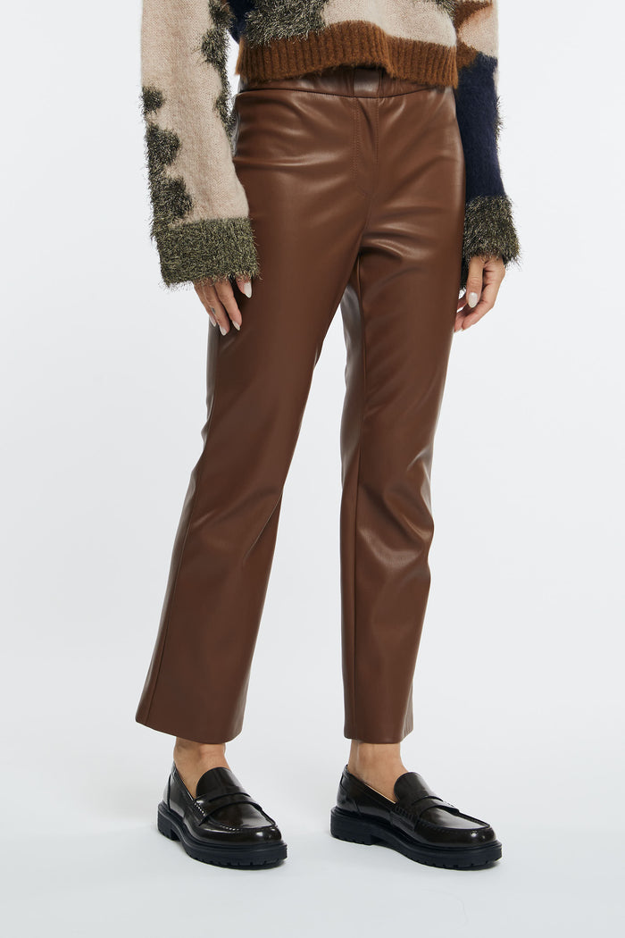 SEMICOUTURE Eco Leather Trousers Caramel-2