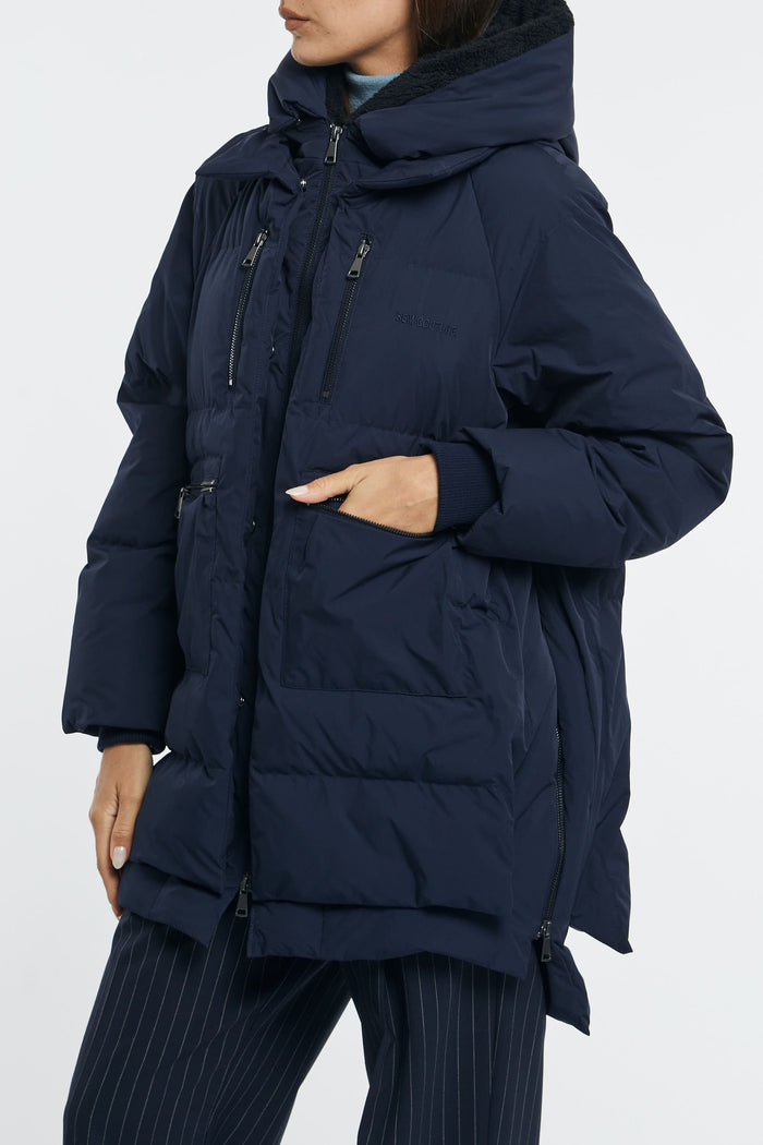 SEMICOUTURE Quilted Jacket with Eco Fur Hood Night