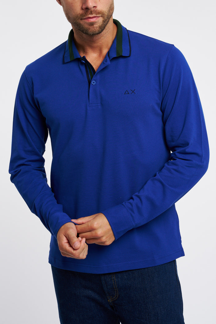 SUN 68 Deep Blue Striped Piquet Polo