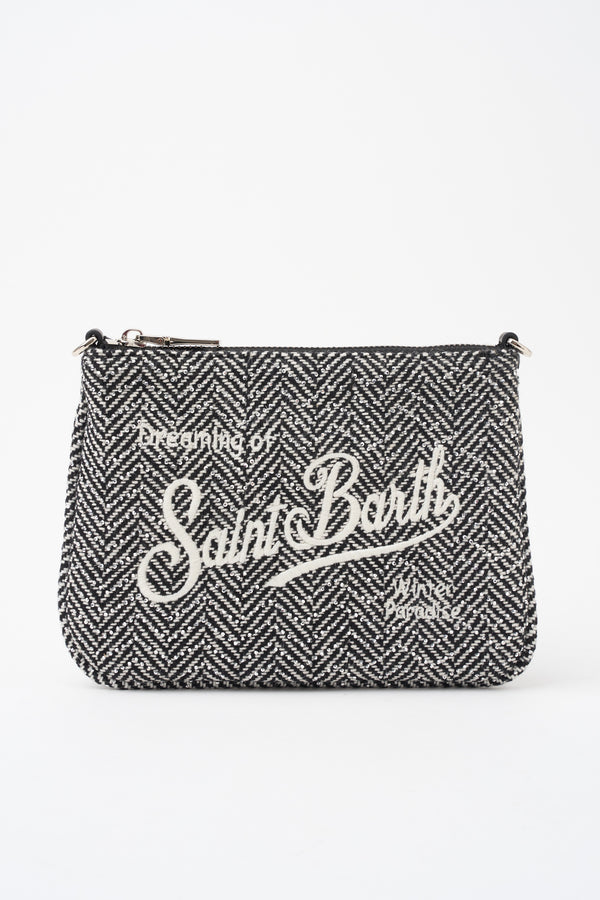 Borsa Parisienne Mini in misto lana con motivo spigato e strass