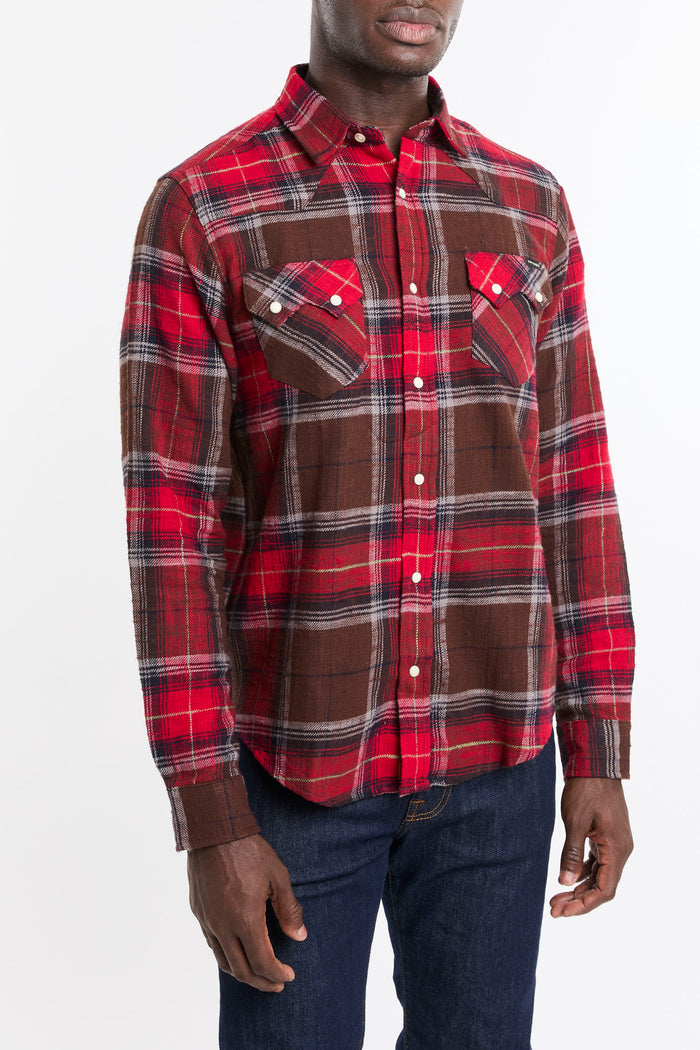 Camicia brown/red uomo rru148ct170124c0520 - 3