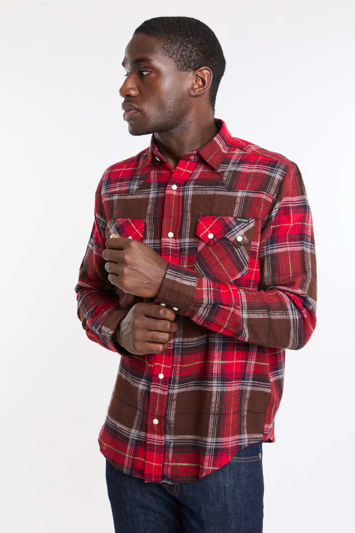 Camicia brown/red uomo rru148ct170124c0520 - 4