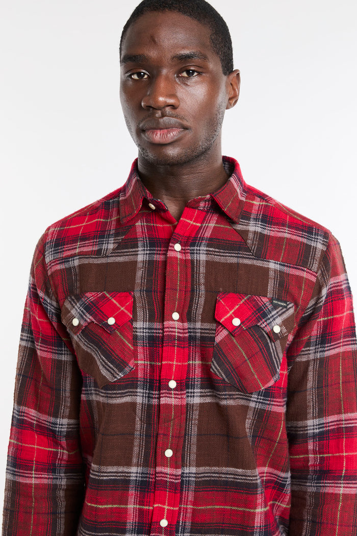 Camicia brown/red uomo rru148ct170124c0520 - 5