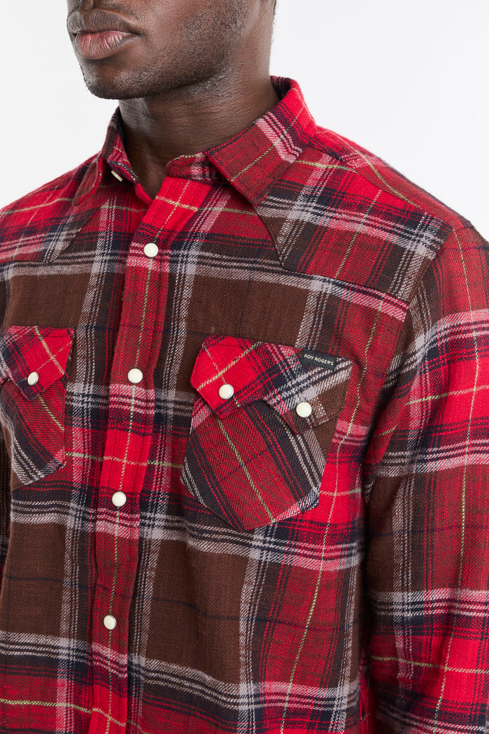 Camicia brown/red uomo rru148ct170124c0520 - 6