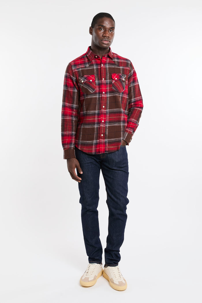 Camicia brown/red uomo rru148ct170124c0520 - 7