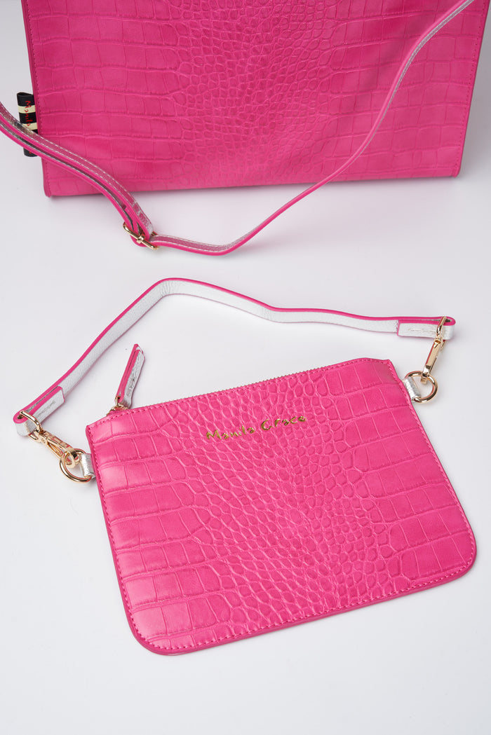 Borsa fucsia/argento donna b808euma486 - 6