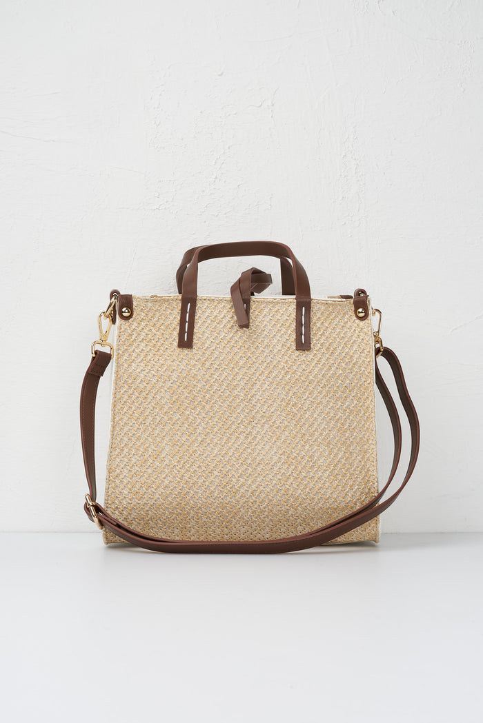 Felicia small straw and coconut bag