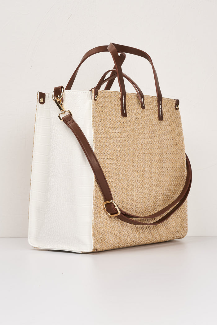 Felicia medium straw and coconut bag-2