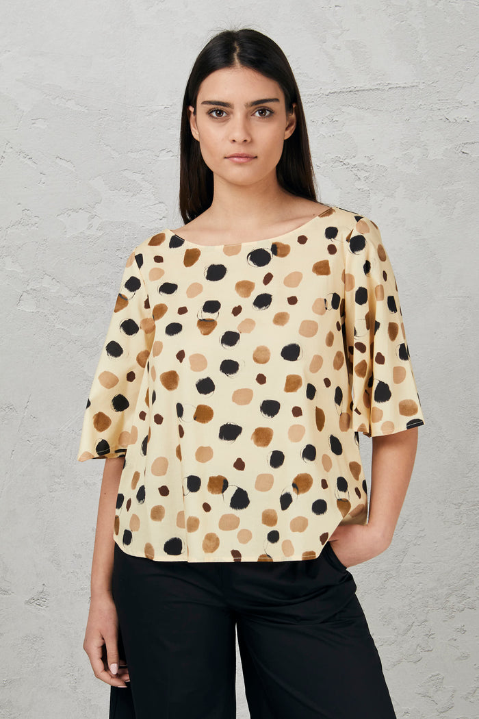 Box blouse with polka dot print