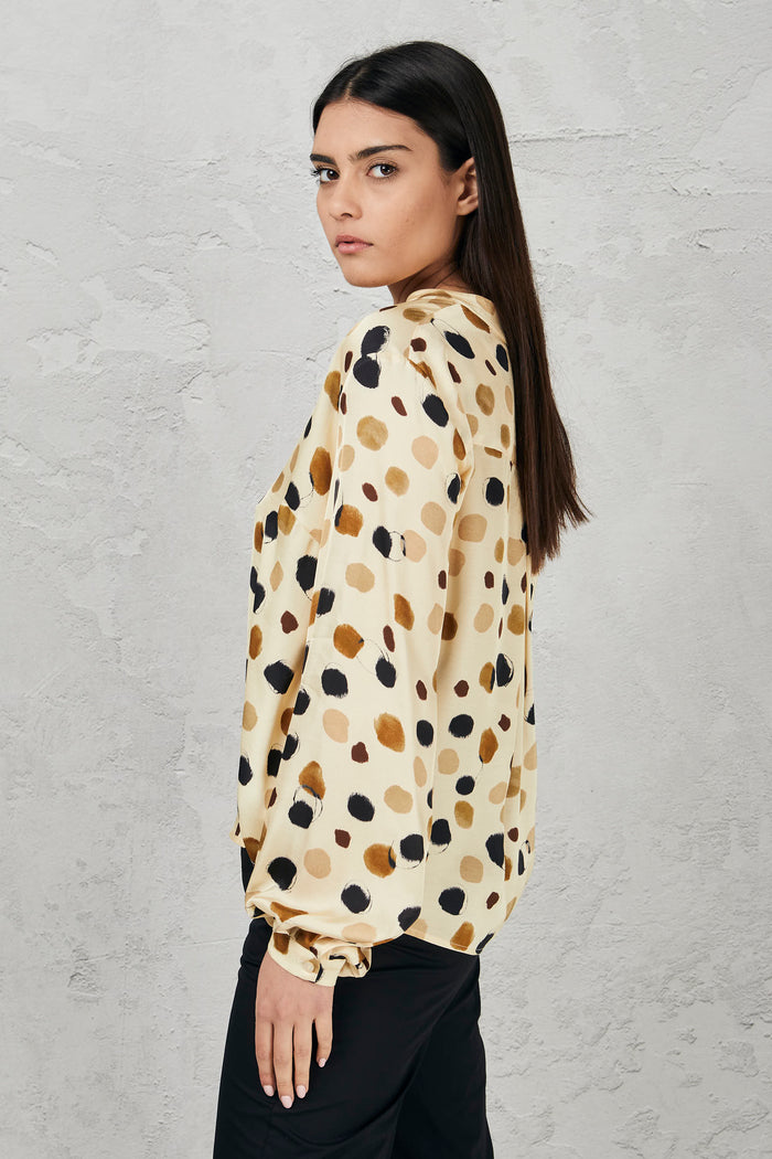 Blouse with wide sleeves and polka dot print-2