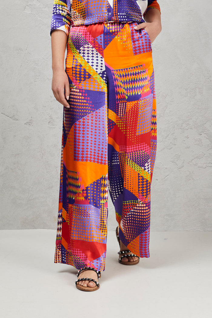 Palazzo trousers with patchwork print