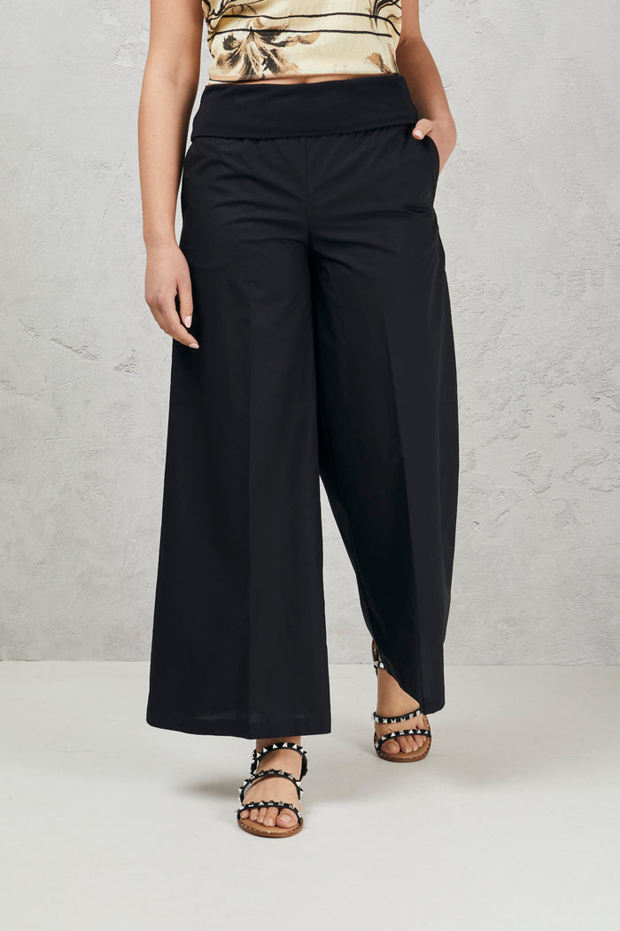 Cropped trousers with peplum