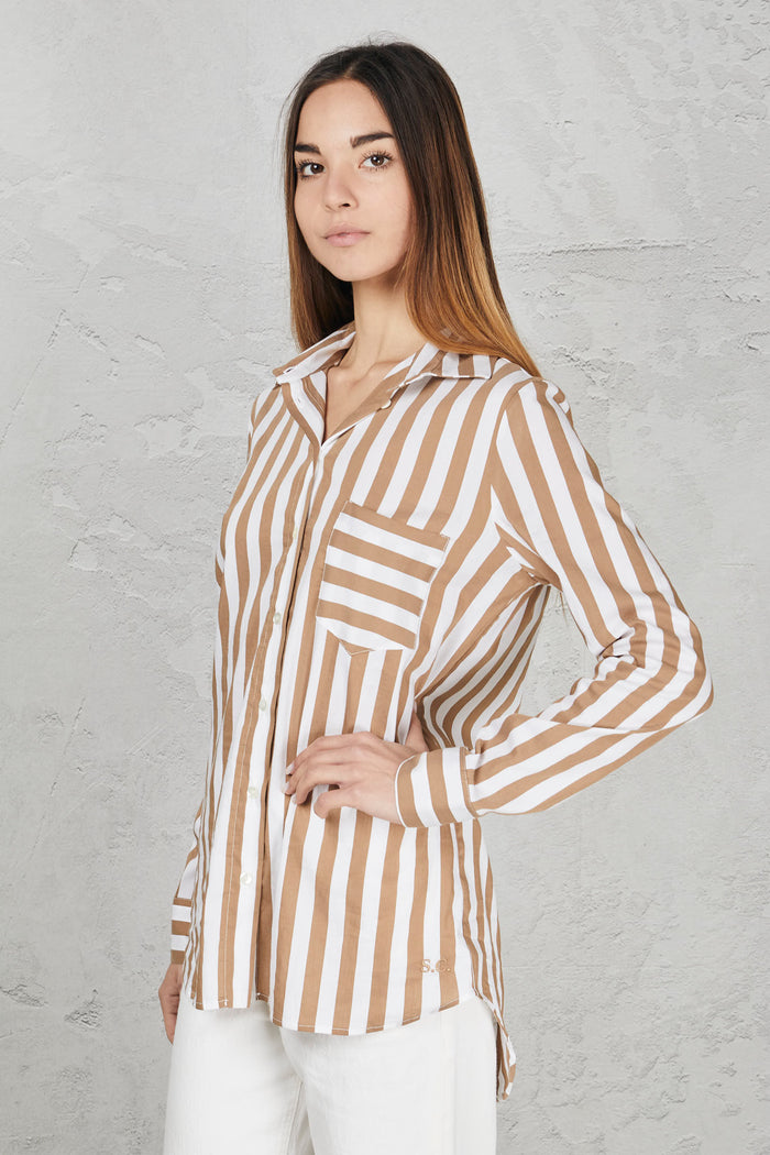 Striped cotton shirt with pocket