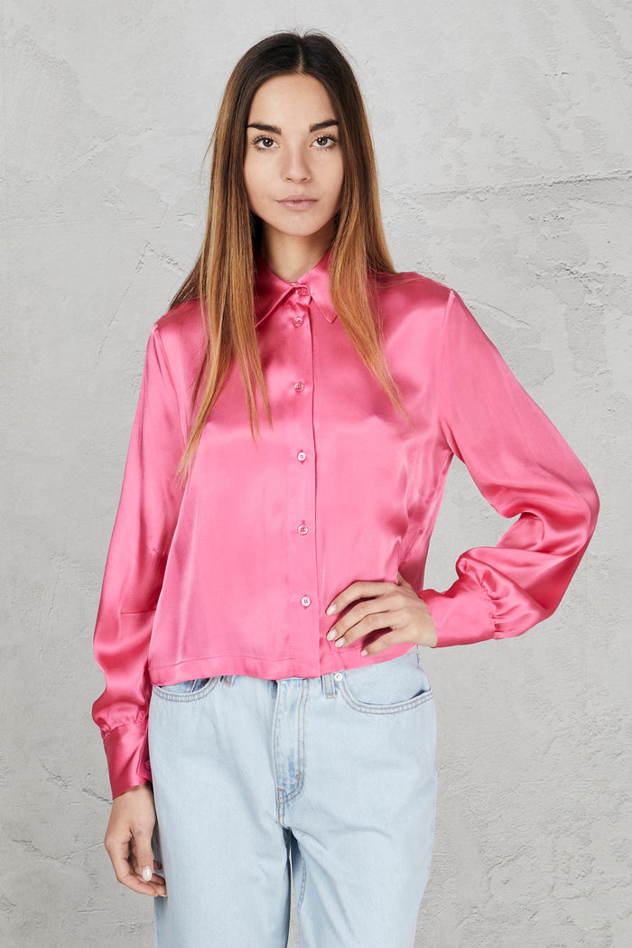 Satin crop shirt