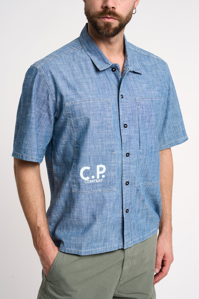 Camicia con logo in Chambray-2