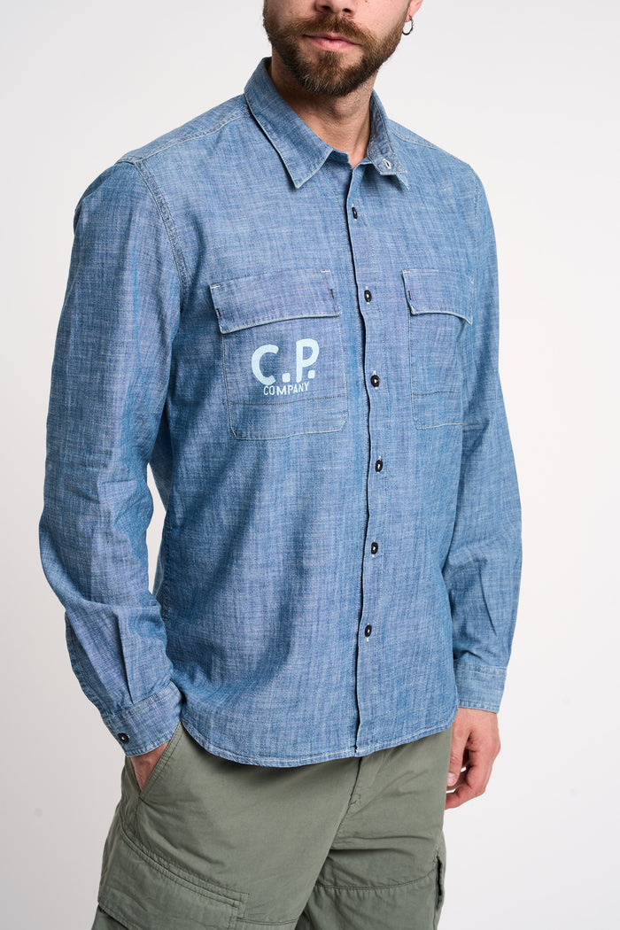 Camicia con logo in Chambray