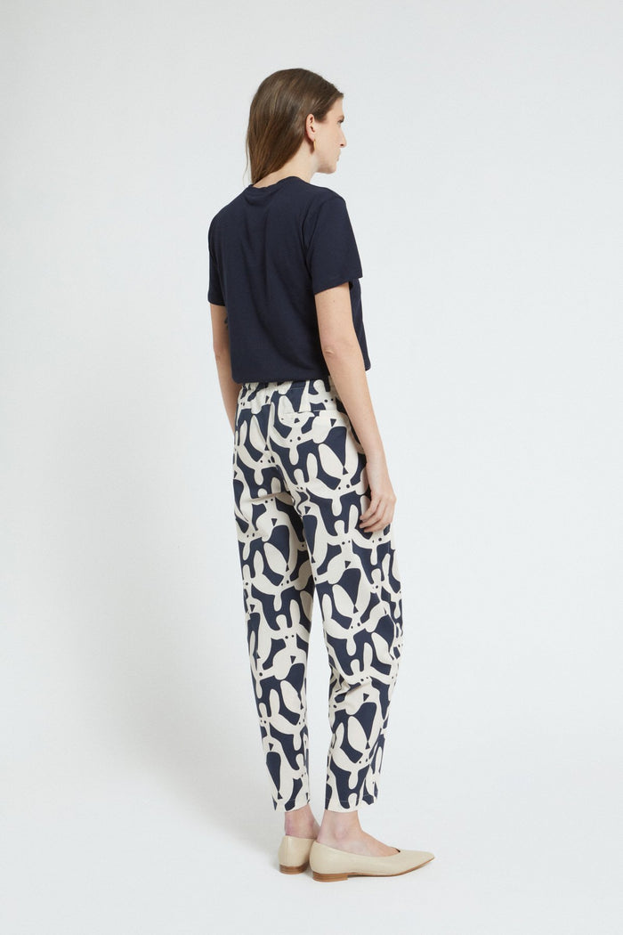 Pantalone alla caviglia in popeline stampato-2