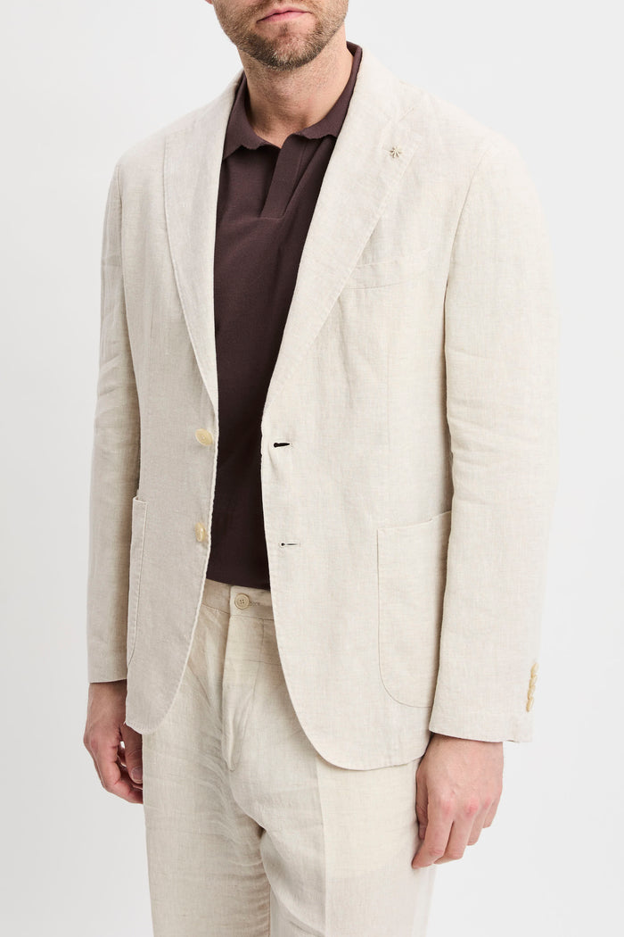 Abito in lino lavato beige-2
