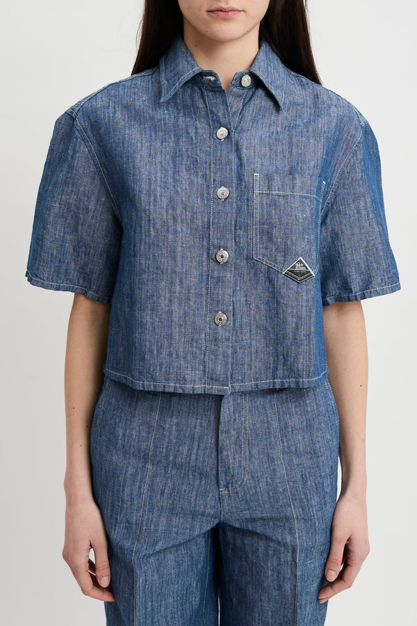 Camicia blue navy/off white woman rnd90141d7380021rinse