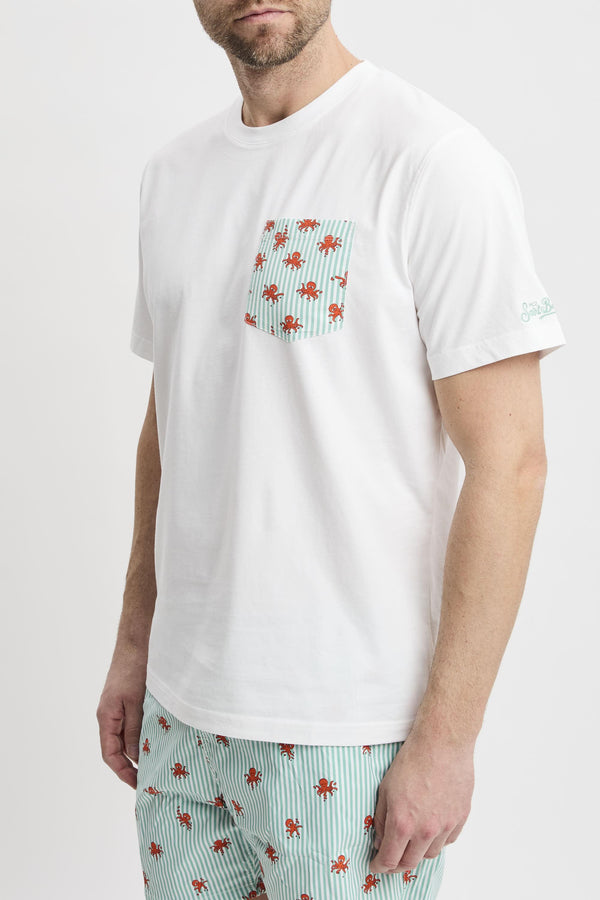 T-shirt Blanche con taschino