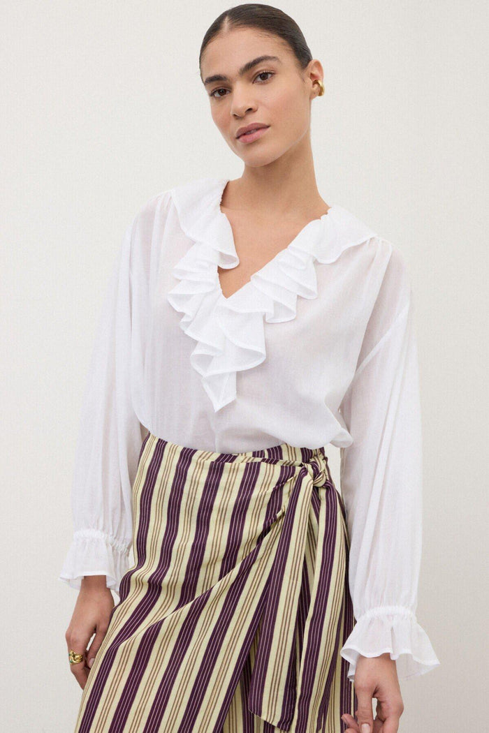 Camicia in cotone con volant