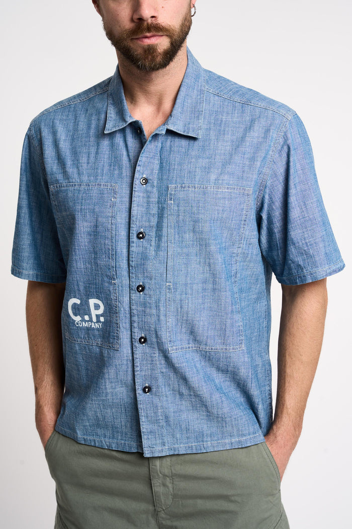 Camicia con logo in Chambray