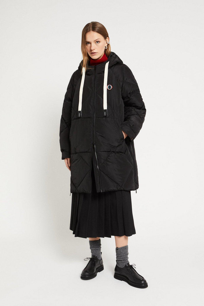 Piumino midi con cappuccio