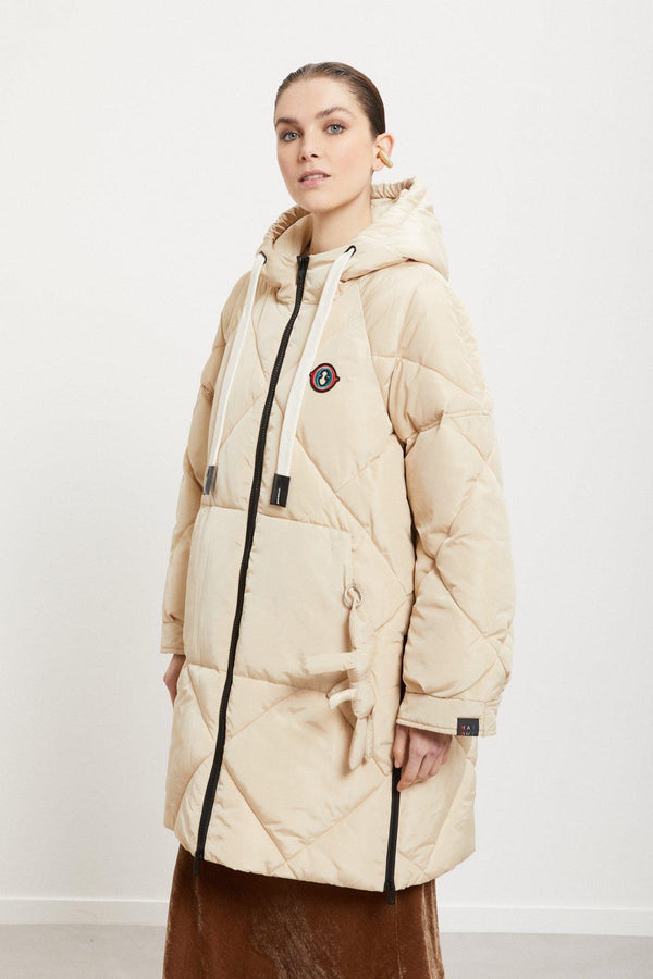 Piumino midi con cappuccio