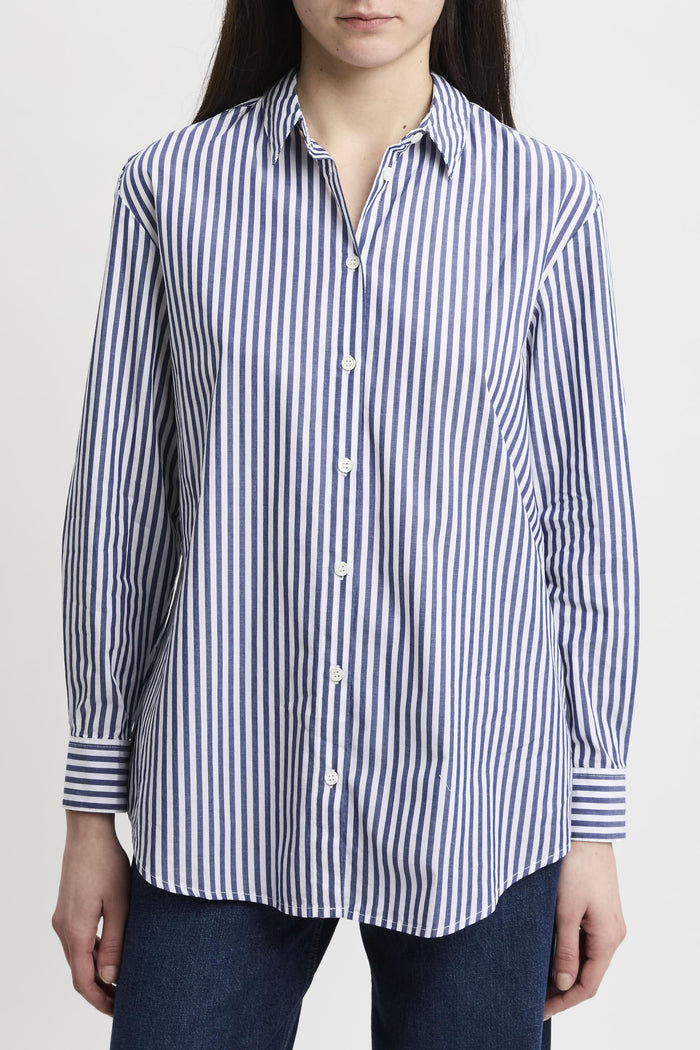 Camicia Brigitte in cotone a righe con ricamo