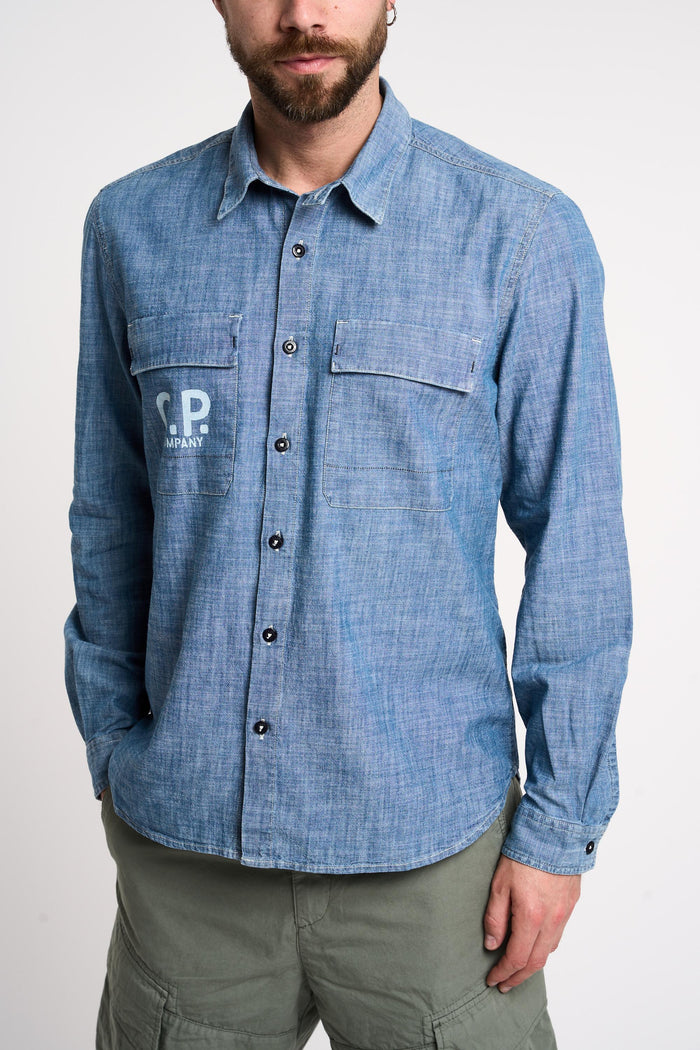 Camicia con logo in Chambray-2