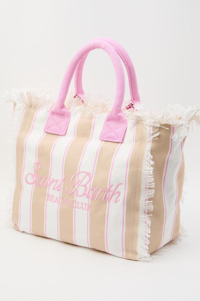 Borsa Vanity regular in canvas a righe-2