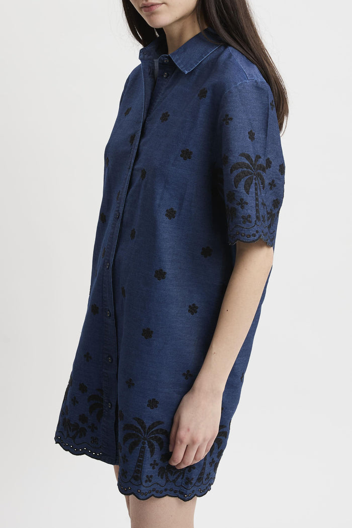 Abito Aurelia in chambray con ricamo-2